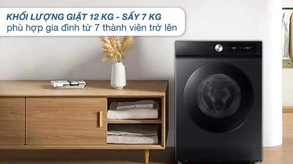 Máy giặt sấy Samsung WD12DB7B85GBSV thuộc phân khúc cao cấp của thương hiệu Samsung