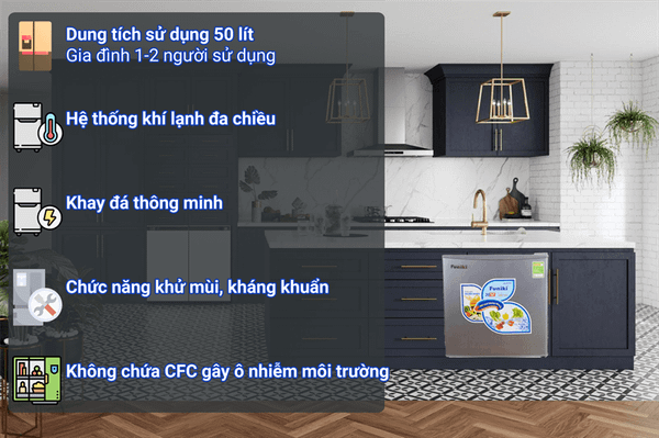 Tủ lạnh mini Funiki FR-51CD 46L hiện đại