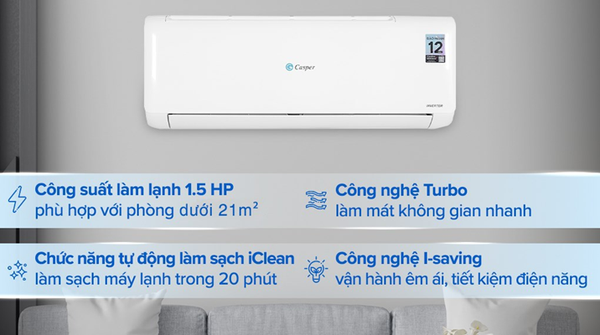 Thiết kế và tính năng nổi bật của điều hòa Casper 12000 BTU inverter 1 chiều TC-12IS36