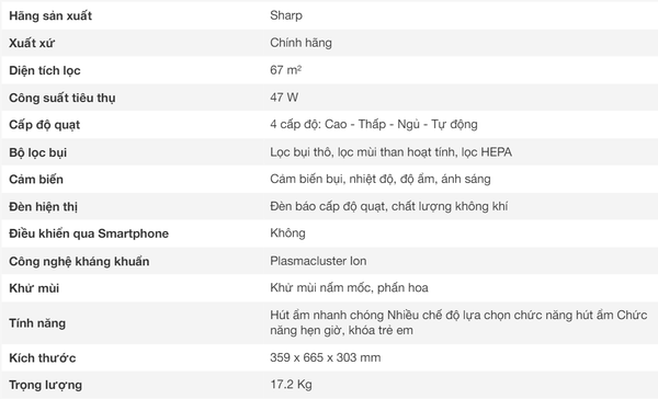 Máy lọc không khí hút ẩm Sharp hút ẩm hiệu quả hiện đại