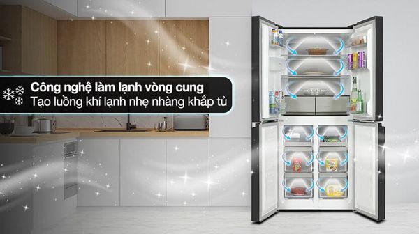 Tủ lạnh Hitachi HR4N7520DSWDXVN có thiết kế Multi Door với 4 cánh mở