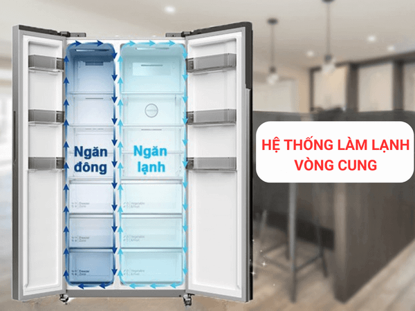 Tủ lạnh Hitachi HRSN9552ĐXVN có công nghệ làm lạnh Nano Titanium, giúp không khí trong tủ luôn trong lành