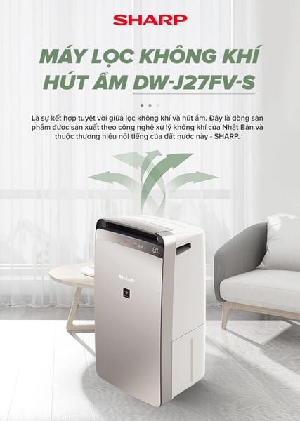 Máy lọc không khí hút ẩm Sharp DW-J27FV-S hiện đại