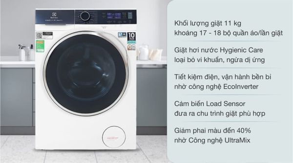 Máy giặt Electrolux 11Kg Sensor Wash EWF1142Q7WB Thiết Kế và Ngoại Hình