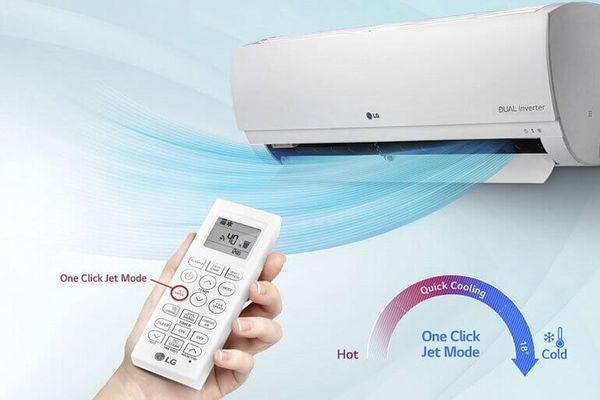 Công nghệ Dual Inverter của LG trong chế độ Jet Cool tăng tốc độ làm lạnh mà không tốn điện