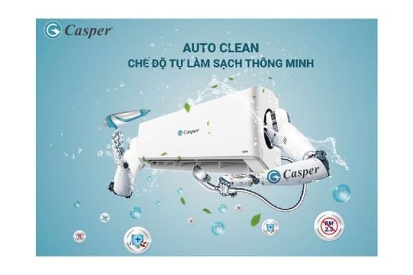 điều hoà treo tường casper công nghệ clean tự động làm sạch dàn lạnh