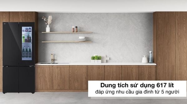 Kiểu dáng multi-door (nhiều cửa) với 4 cánh của tủ lạnh LG LFB61BLGAI mang đến vẻ ngoài hiện đại và sang trọng cho không gian bếp của bạn
