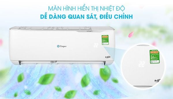 Điều hòa Casper 12000BTU có thiết kế hiện đại và tối giản với tông màu trắng thanh lịch, dễ dàng phù hợp