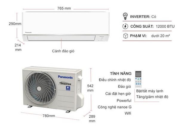 Điều hòa Panasonic CS-XZ12BKH-8 gây ấn tượng ngay từ cái nhìn đầu tiên nhờ thiết kế sang trọng, hiện đại