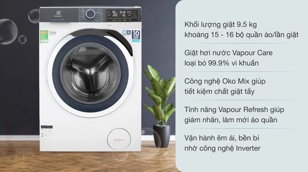 Máy giặt cao cấp Electrolux EWF1141R9SB phù hợp cho những gia đình có nhiều người hoặc có nhu cầu giặt đồ lớn