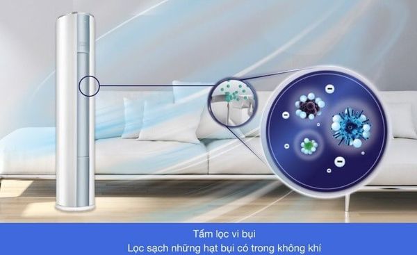 Hệ thống lọc không khí Midea MFJI-48HRFN1 loại bỏ mùi hôi, bụi và vi khuẩn trong không khí.