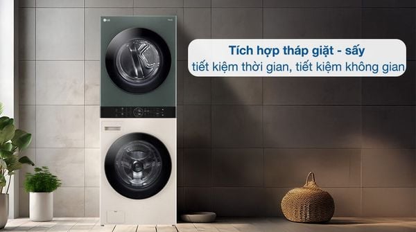 Tháp giặt sấy LG WT1410NHEG được tích hợp công nghệ kết nối thông minh ThinQ, cho phép người dùng điều khiển thiết bị từ xa thông qua ứng dụng trên điện thoại thông minh.