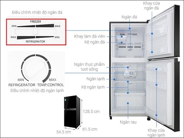 Ký hiệu các bộ phận tủ lạnh Toshiba