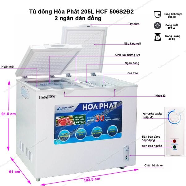 Với dung tích 205 lít, tủ đông Funiki HCFI 506S2Đ2 là sự lựa chọn hoàn hảo cho những ai cần lưu trữ thực phẩm với số lượng vừa phải.