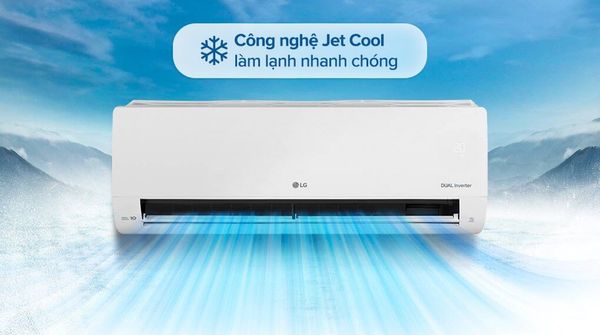 Công nghệ Dual Inverter của LG trong chế độ Jet Cool tăng tốc độ làm lạnh mà không tốn điện.