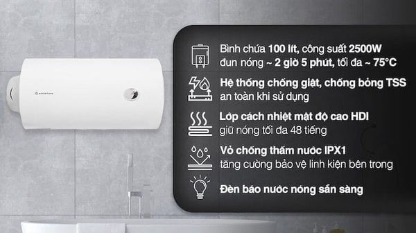 Bình có dung tích từ 15 đến 30 lít thường là lựa chọn tốt nhất cho các gia đình nhỏ.