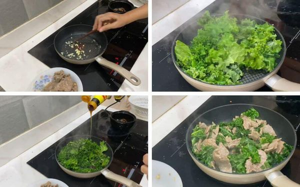 cách làm Cải Xoăn Xào Tỏi Ớt