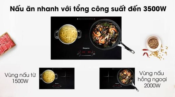 BẾP ĐIỆN TỪ HỒNG NGOẠI ĐÔI KANGAROO KG443I Hiện Đại