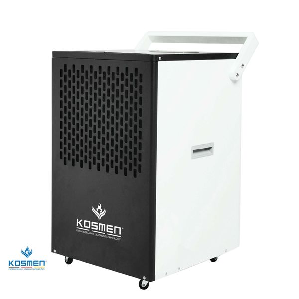 Máy hút ẩm Kosmen KM - 90S có hai tùy chọn xả nước: sử dụng khay chứa dung tích lớn hoặc xả nước trực tiếp qua ống dẫn.