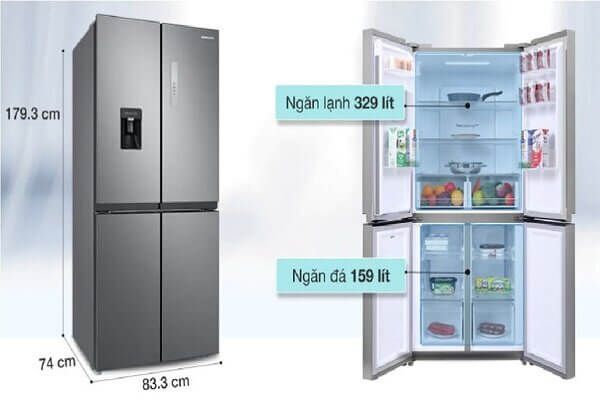 Tủ lạnh này có ngăn đông ở dưới, cho phép người dùng lấy thực phẩm trong ngăn lạnh mà không cúi người.