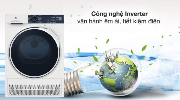 Máy sấy 8 kg Electrolux EDH803BEWA có công nghệ sấy bơm nhiệt hiện đại giúp bảo vệ quần áo và tiết kiệm năng lượng.