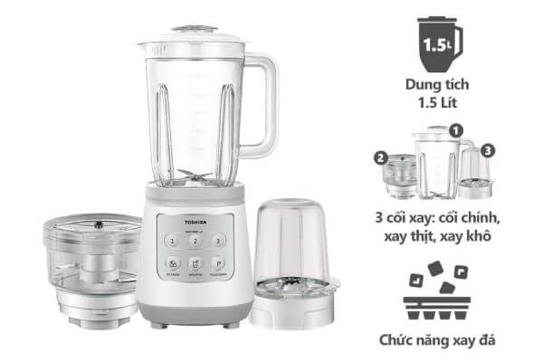 Máy xay sinh tố đa năng Toshiba BL-70PR2NV thiết kế 3 cối xay Máy xay sinh tố đa năng Toshiba BL-70PR2NV thiết kế 3 cối xay