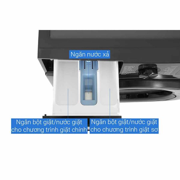 Máy giặt Samsung Inverter WW12CGC04DABSV 12kg sở hữu thiết kế hiện đại, sang trọng với tông màu đen tinh tế, giúp nâng tầm không gian nội thất.
