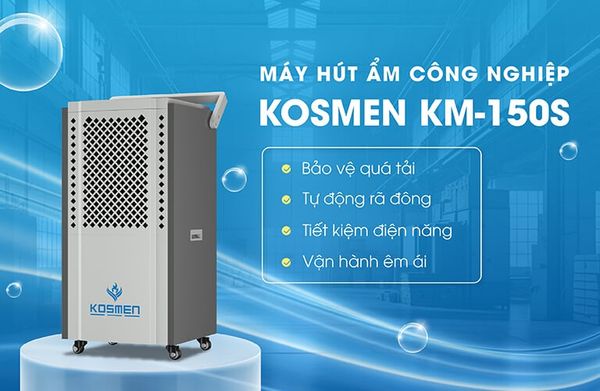 Máy hút ẩm công nghiệp Kosmen KM-150S là một trong những thiết bị hàng đầu giúp kiểm soát độ ẩm hiệu quả trong không gian lớn như kho bãi