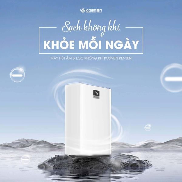 Với công suất hút ẩm lên đến 30 lít/ngày, Kosmen KM-30N giúp duy trì độ ẩm lý tưởng trong nhà, ngăn chặn sự phát triển của nấm mốc