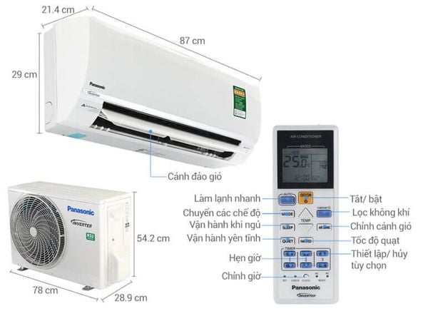 Máy lạnh Panasonic 9000BTU CS-N9AKH-8 được tích hợp công nghệ Inverter giúp tiết kiệm điện hiệu quả mà vẫn đảm bảo khả năng làm lạnh tối ưu