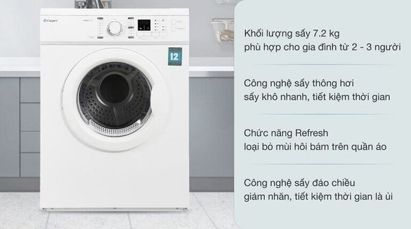 Máy sấy quần áo Casper đơn giản, tinh tế và hiện đại.