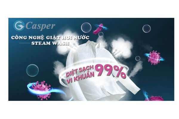 Máy Giặt Casper Inventer 8Kg WF-D8VWR1 công nghệ hơi nước