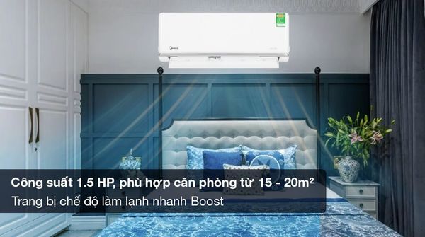 Điều hòa Midea MSAGA-13CRDN8 có tính năng làm mát nhanh và khả năng tăng cường luồng khí lạnh mạnh mẽ