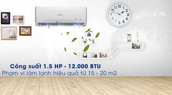 Công suất điều hòa 9000 BTU (1 HP) là đủ để làm lạnh hiệu quả trong các phòng có diện tích dưới 15m2