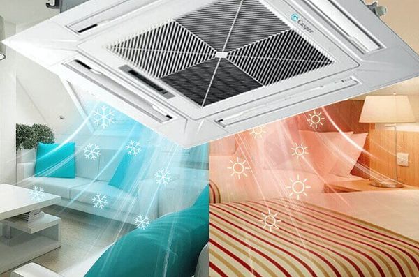Nguyên lý chuyển đổi giữa hai chức năng làm mát và sưởi ấm dẫn đến hoạt động của điều hòa âm trần hai chiều.