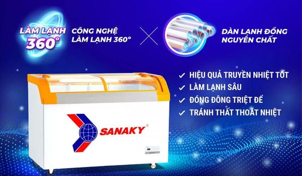 Tủ Sankay Inverter VH-3899K3B có dàn lạnh bằng đồng nguyên chất, giúp tủ duy trì nhiệt độ ổn định hơn