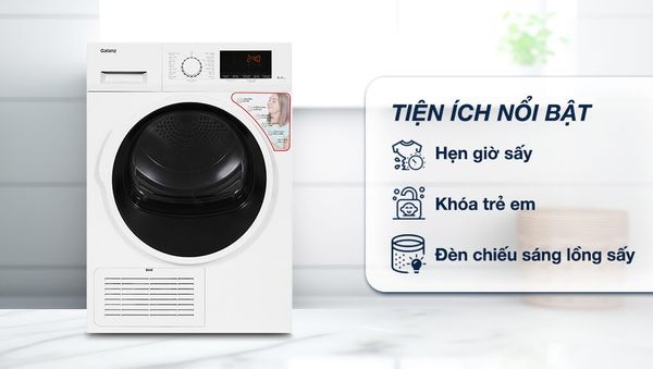 Máy sấy ngưng tụ Galanz 8 Kg DC-80S5C - đa chức năng