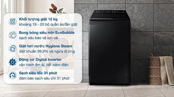 Samsung WW90T3040WW/SV là một máy giặt inverter phù hợp cho các gia đình có ba đến năm người