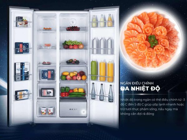 Tủ lạnh Sharp SJ-SBXP600V-SL có khả năng làm lạnh nhanh chóng và đồng đều nhờ hệ thống luồng khí lạnh đa chiều