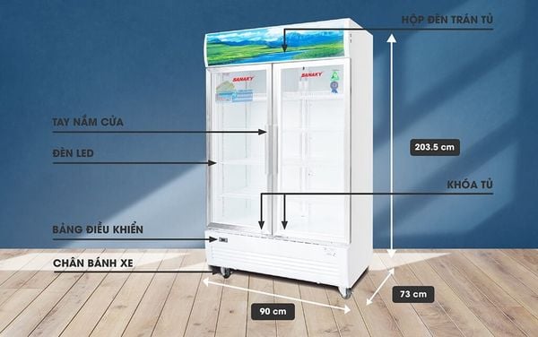 Tủ mát Sanaky VH-8009HP có dung tích 800 lít với hai cánh và cửa kính trong suốt để dễ dàng xem bên trong Tủ mát Sanaky VH-8009HP có dung tích 800 lít với hai cánh và cửa kính trong suốt để dễ dàng xem bên trong