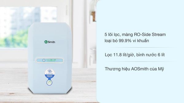Công nghệ lọc của máy AO Smith M2 có thể loại bỏ đến 99,99% các tạp chất như vi khuẩn, virus, kim loại nặng như chì, asen và thủy ngân.