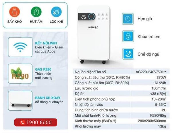 Máy Hút ẩm Apollo Sumikura hiện đại hiệu quả