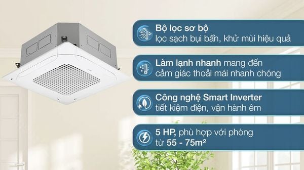 Điều hòa âm trần LG 48000BTU gas R32 ZTNQ48GMLA0 hiện đại