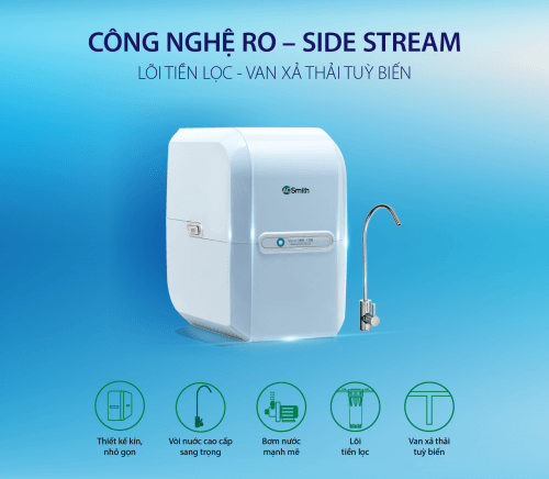 Máy lọc nước AO Smith M2 có công nghệ RO-Side Stream độc quyền, giúp tăng hiệu quả lọc và kéo dài tuổi thọ lõi lọc