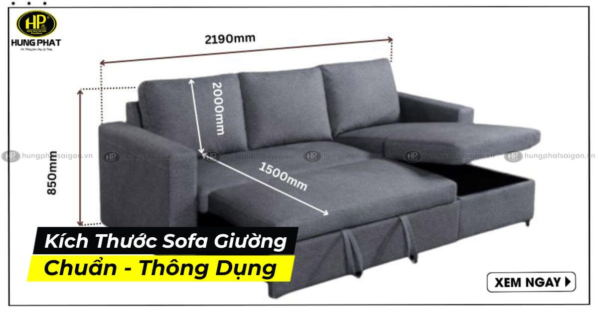 Kích Thước Sofa Giường Tiêu Chuẩn Thông Dụng Nhất Hiện Nay