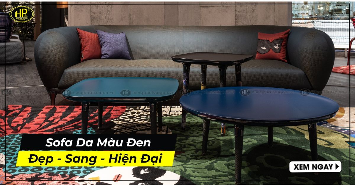 Sofa Da Màu Đen Sang Trọng Thiết Kế Hiện Đại Năm 2022