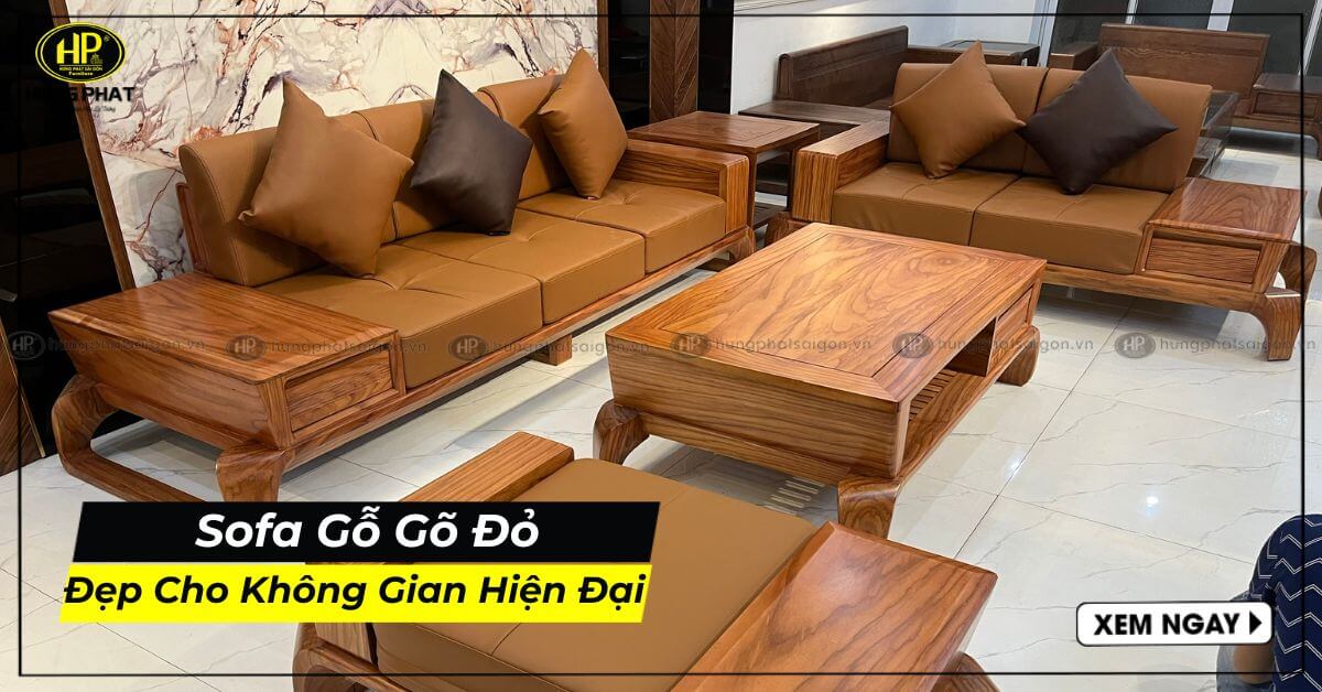 Sofa Gỗ Gõ Đỏ Đẹp Sang Trọng Cho Không Gian Hiện Đại