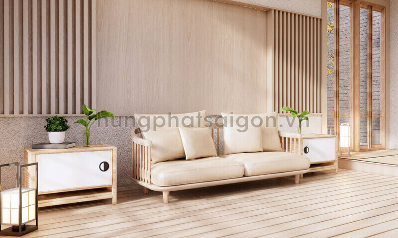 Đây là loại sofa có toàn bộ thân sofa làm bằng gỗ trần