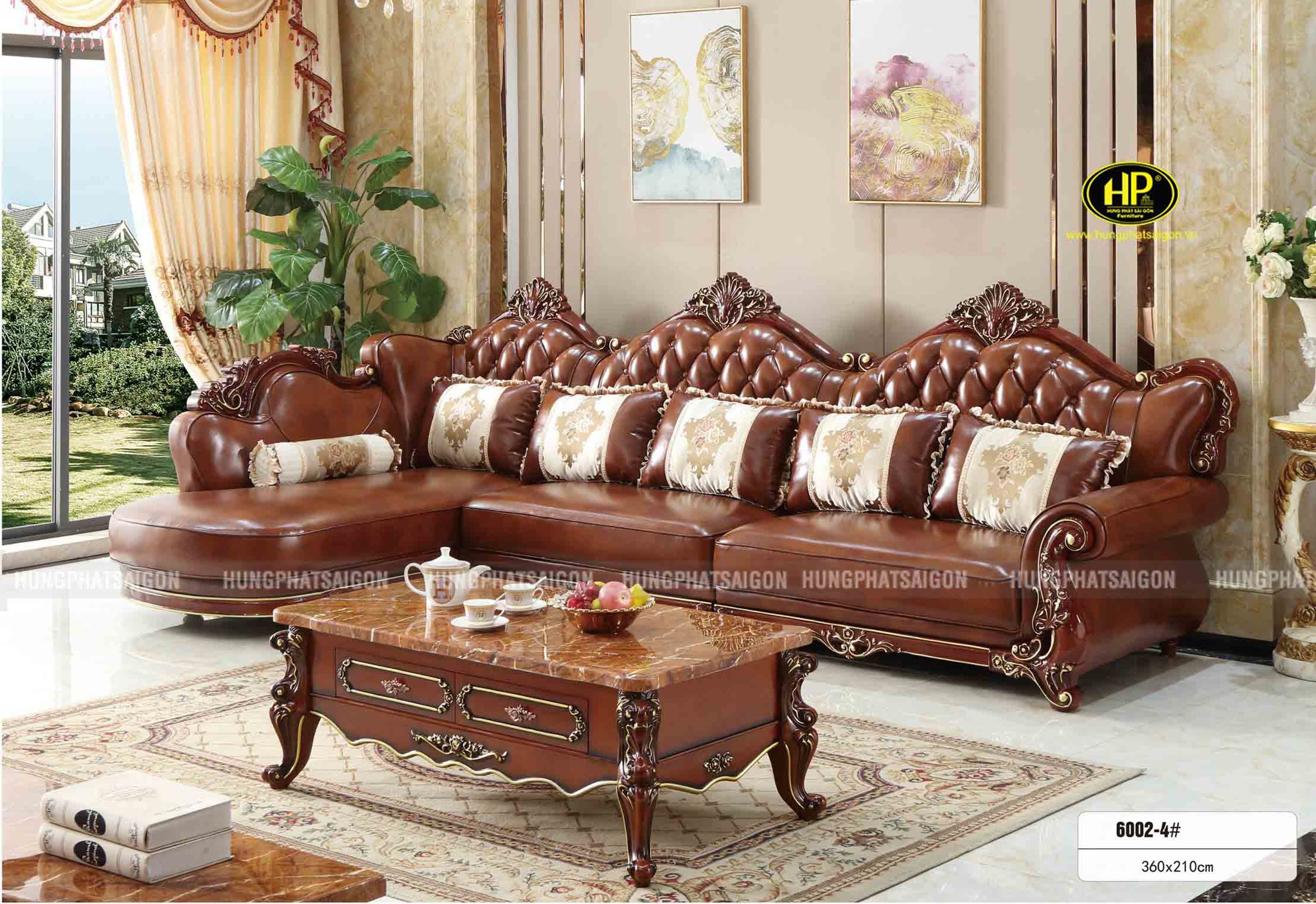 sofa tân cổ điển góc L AT-6002-4