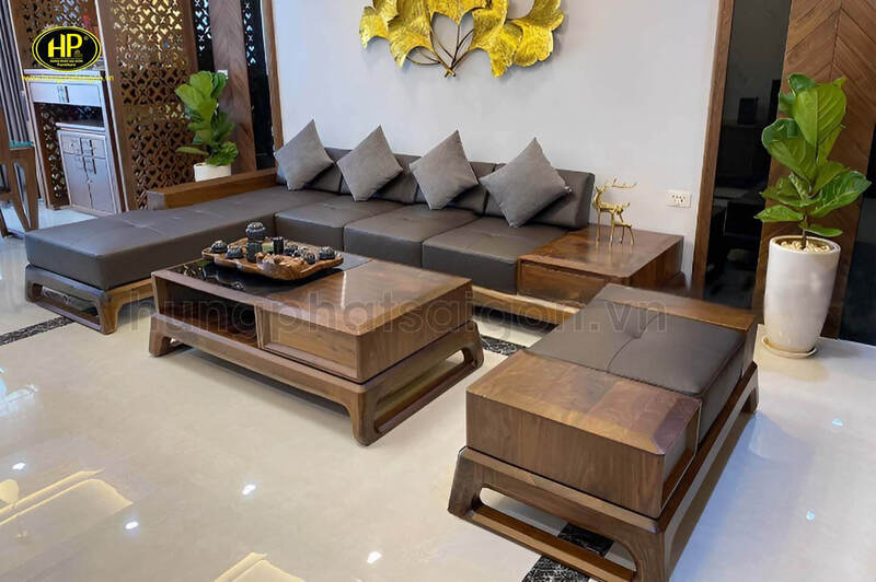 Bộ Bàn Ghế Sofa Gỗ Óc Chó Hiện Đại HO-23